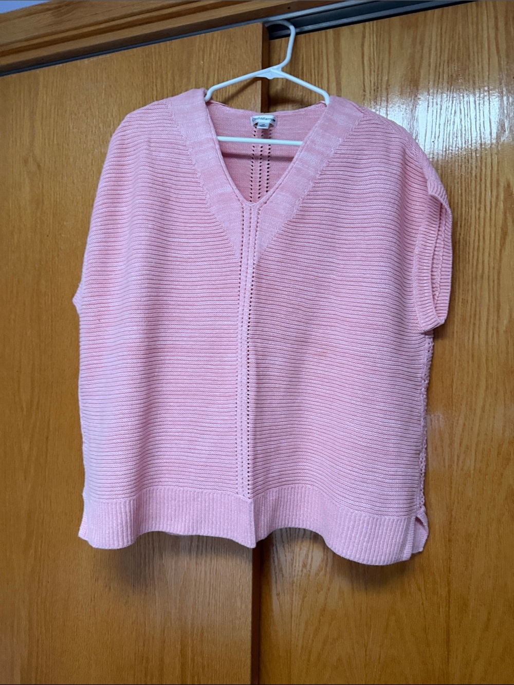 croft & barrow Pink V-Neck Ribbed Sweater Top